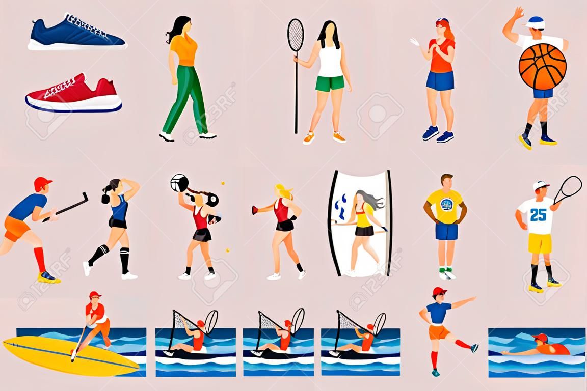 Conjunto de iconos de deportes de verano