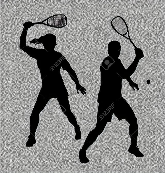 Ilustracja - sylwetka gracz Squash