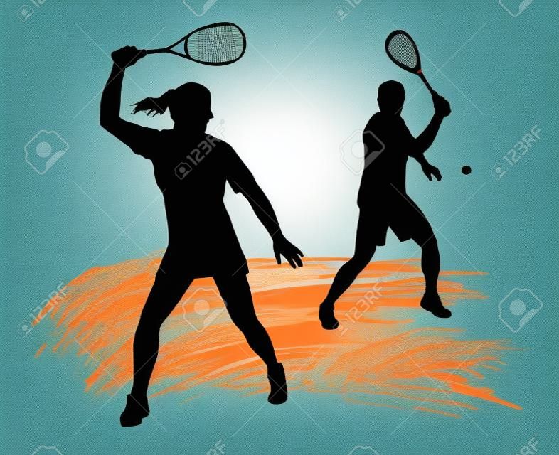Illustration - Squash-Spieler Silhouette