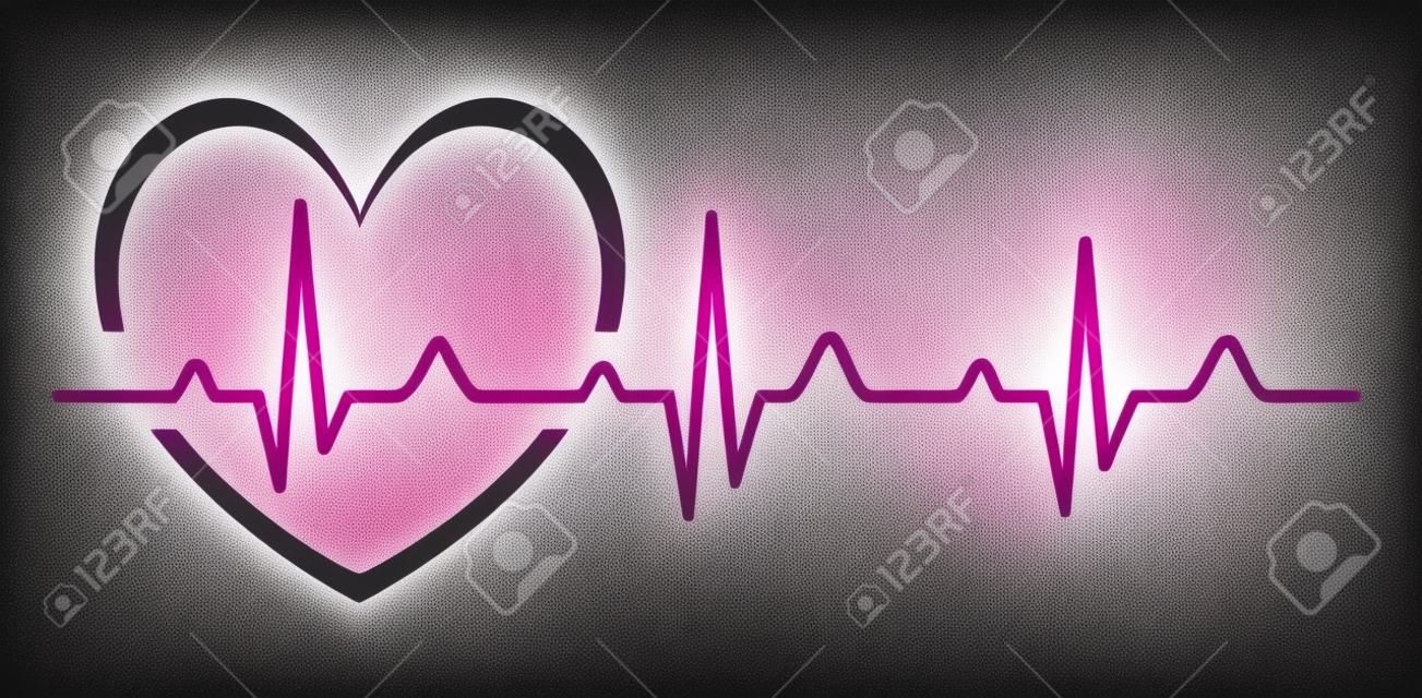 插圖 - 抽象心臟跳動的心電圖