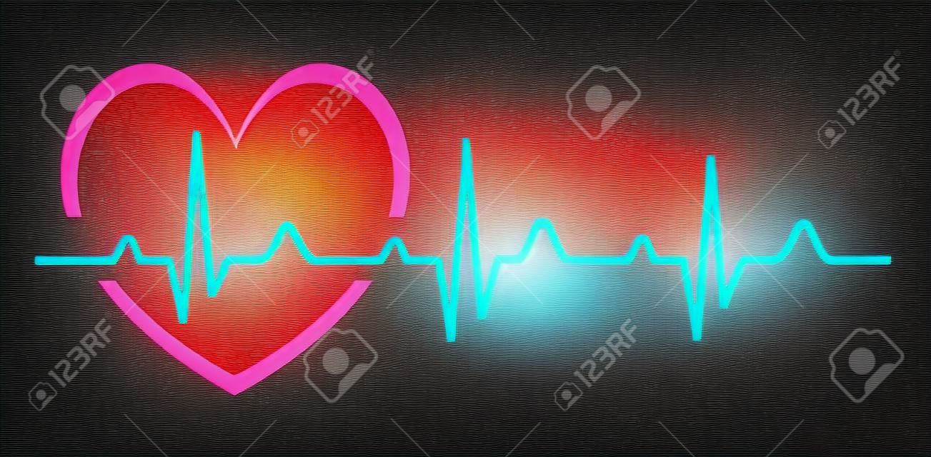 Иллюстрация - Абстрактные сердце бьется кардиограмму