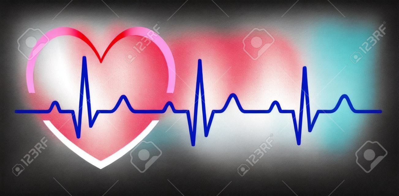 Иллюстрация - Абстрактные сердце бьется кардиограмму