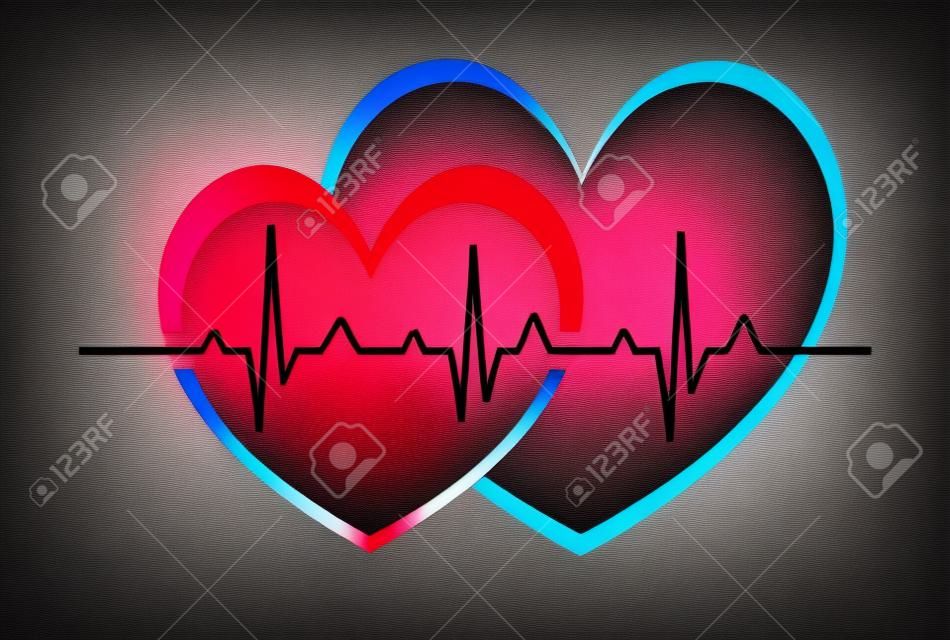 Coração abstrato bate cardiograma