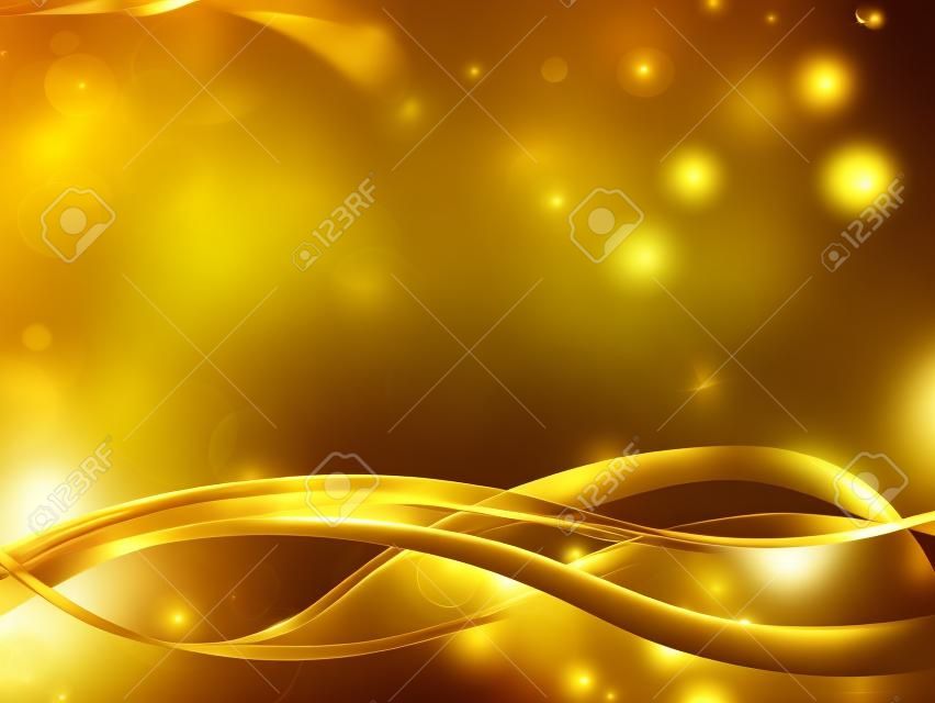 élégant fond d'or avec flou et ondulées formes