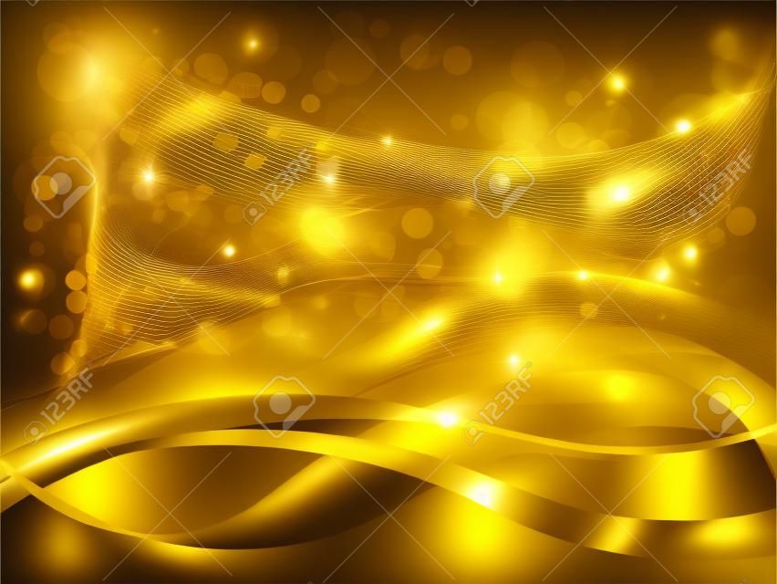 élégant fond d'or avec flou et ondulées formes