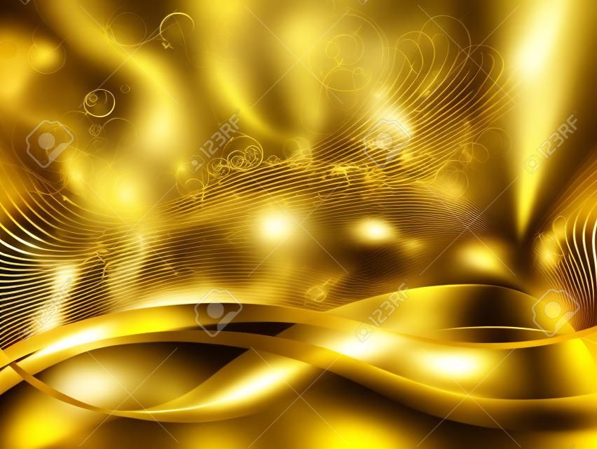 Elegáns arany háttér elmosódott és hullámos formák