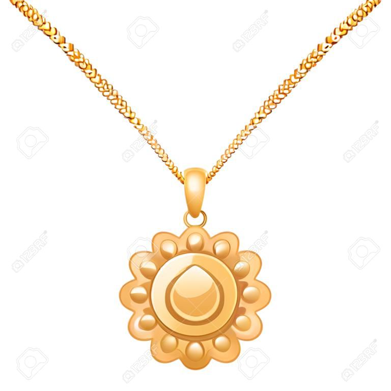 Collana con pendente a catena in oro. illustrazione vettoriale.