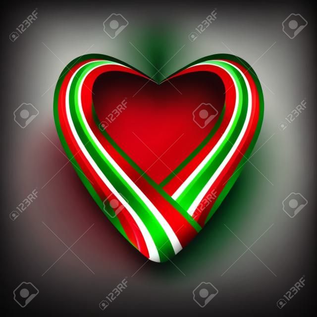 Absztrakt zöld fehér piros szív szalaggal zászló