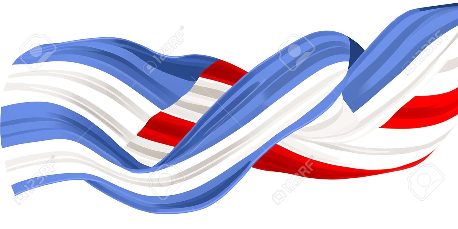 Абстрактный синий белый красный размахивая лента флаг