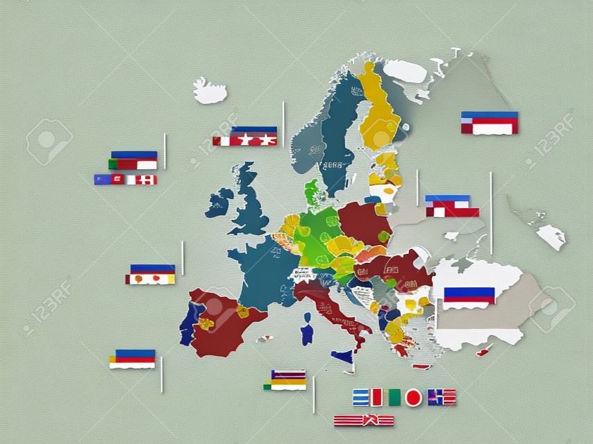 Europa mapa conceptual plantilla infografía con los países hecha de piezas de un rompecabezas