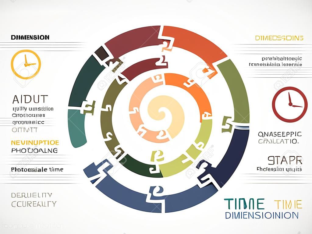 Wymiar czasu infografika szablon z kolorowych spirali