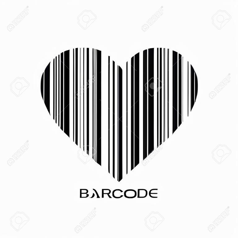 La forma del cuore di stile del codice a barre in nero barcode cuore di colore