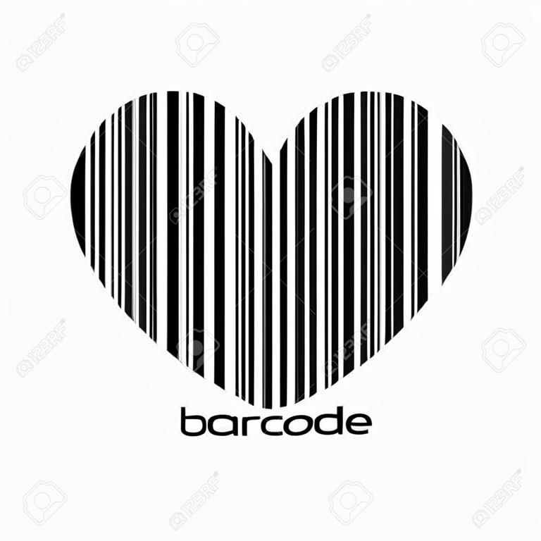 La forma del cuore di stile del codice a barre in nero barcode cuore di colore