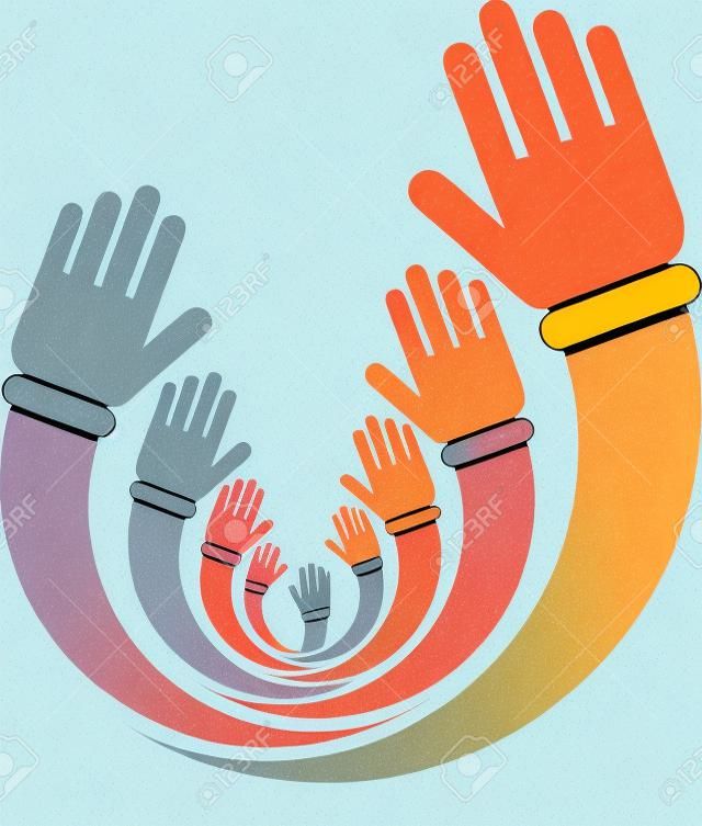 Ilustracja sztuki wolontariusz rąk z białym tłem