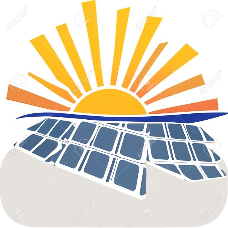 Ilustracja sztuki logo panelu słonecznego z białym tle