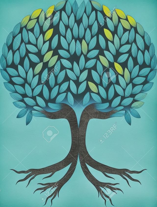 Art d'illustration d'un arbre isolé main