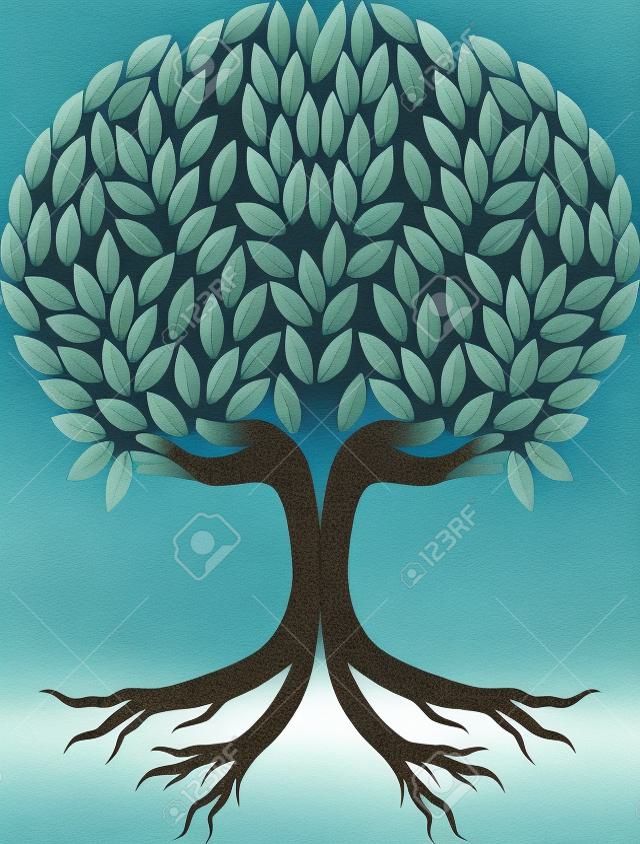 Illustration Kunst eines Hand Baum isoliert