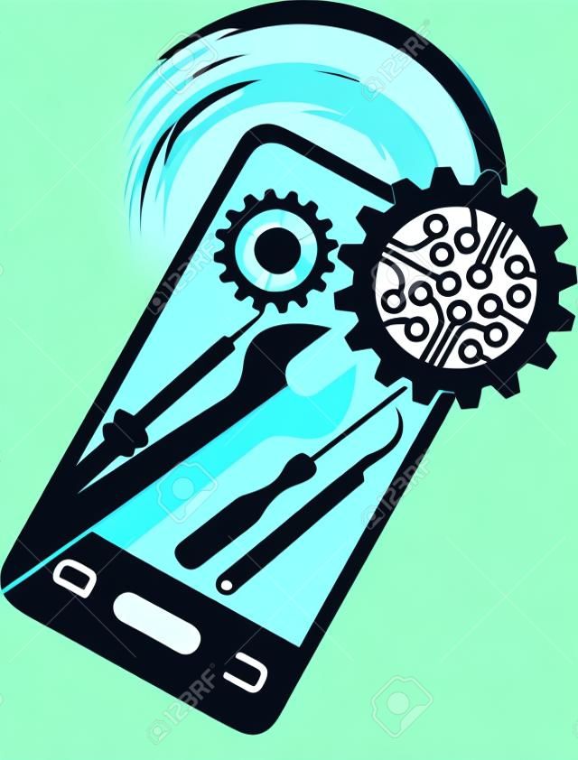 Illusztráció művészet a mobil szolgáltató ikon elszigetelt háttér
