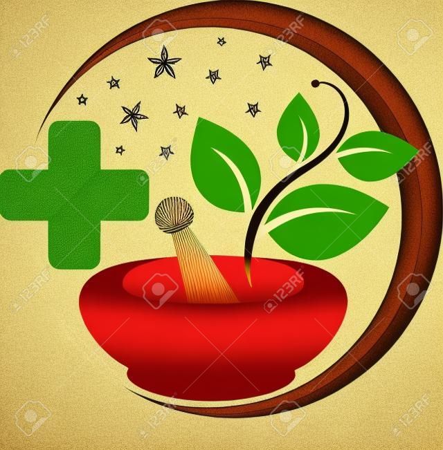 Illustration art of a Ayurveda herbal icon with isolated background