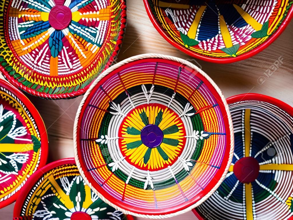 Traditional Ethiopian handmade Habesha baskets sold in Axum, Ethiopia.