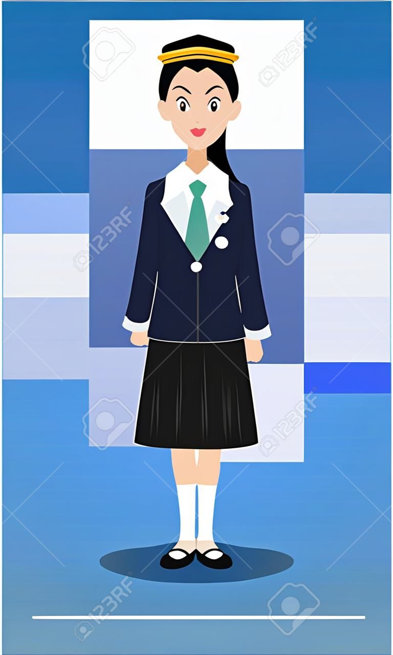 Vector illustration of Student costume of The world