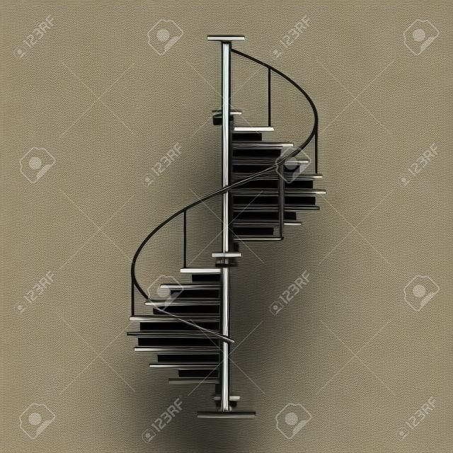 金属階段ベクトルアイコン。白い背景の金属階段で隔離された黒いベクトルのアイコン。