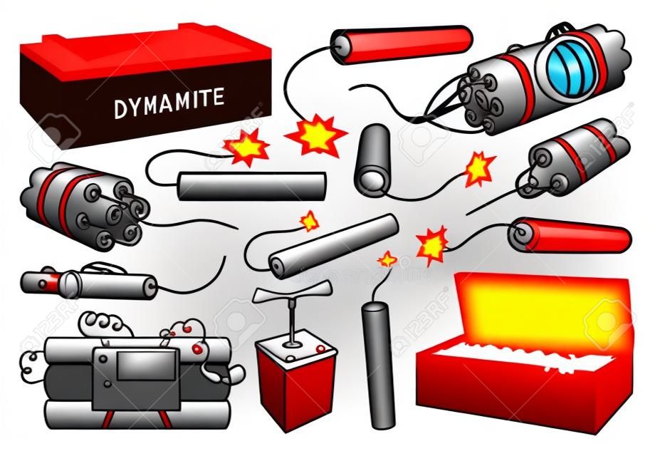 Dynamite vector illustration on white background. Vector cartoon set icon fuse explosive. Isolated cartoon set icons dynamite.