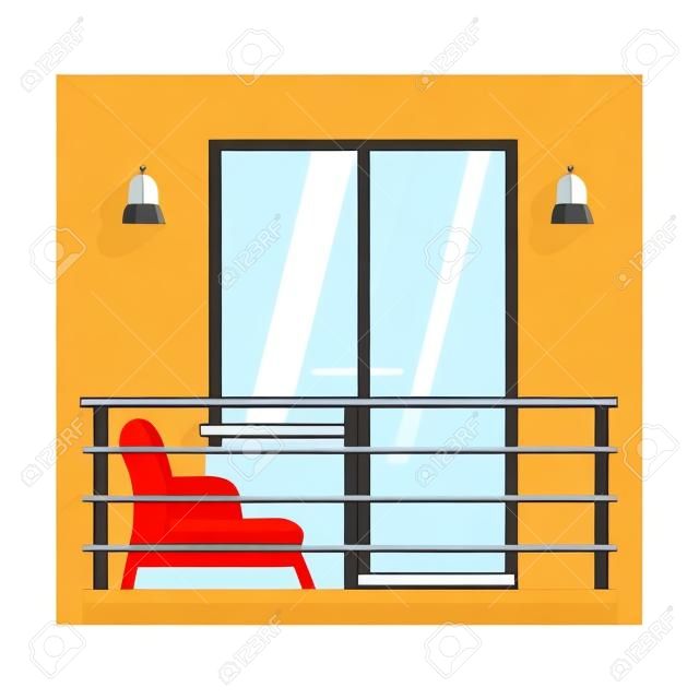 Icona di vettore del balcone. Icona di vettore del fumetto isolata sul balcone bianco della priorità bassa.