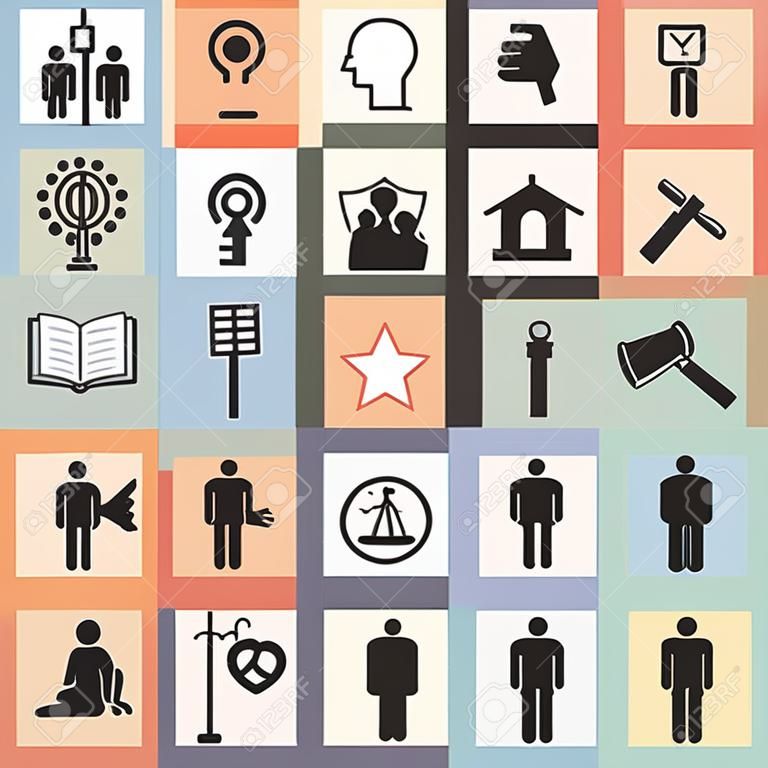 illustrazione vettoriale delle icone dei diritti civili per gli individui libertà di protezione dalla discriminazione concetti di uguaglianza e di giustizia