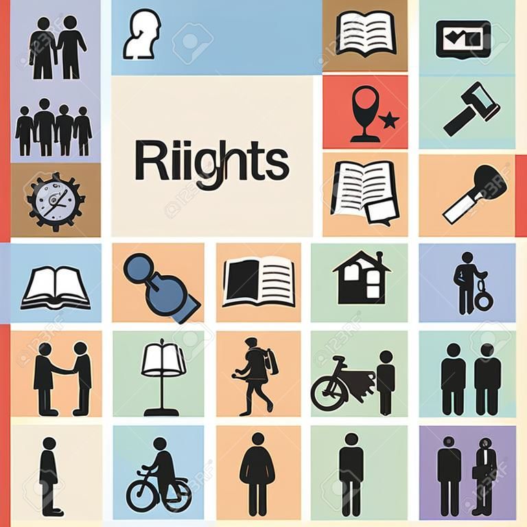 Vector illustratie van burgerrechten iconen voor individuen vrijheid bescherming tegen discriminatie gelijkheid en rechtvaardigheid concepten
