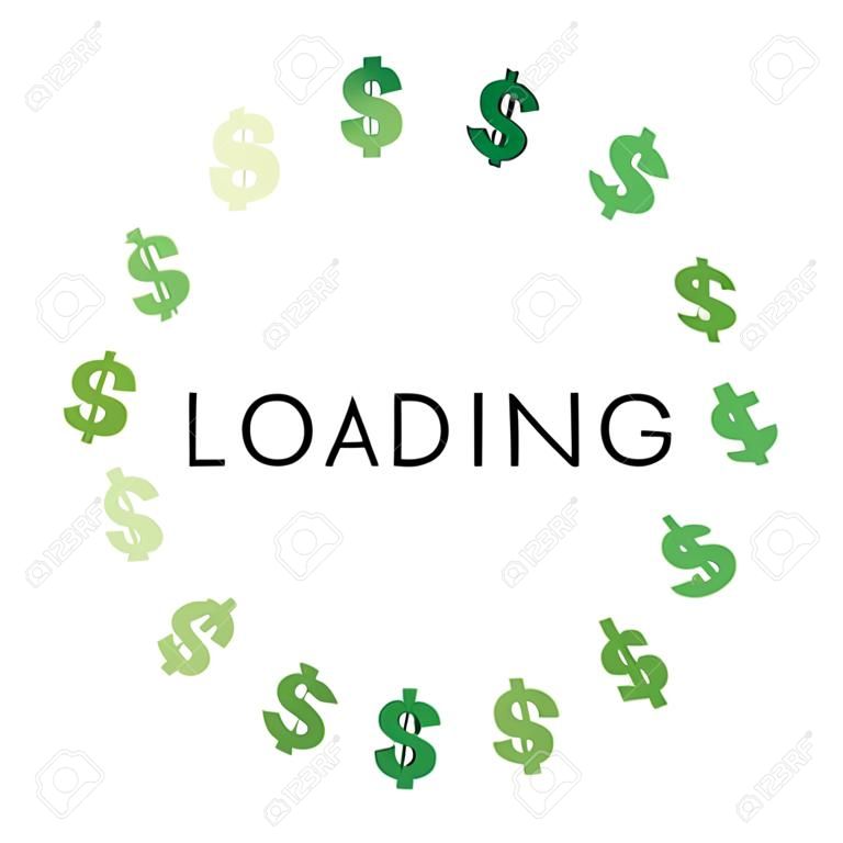 vector illustration dollar signs in loading circle spinner for business process and entrepreneur visuals