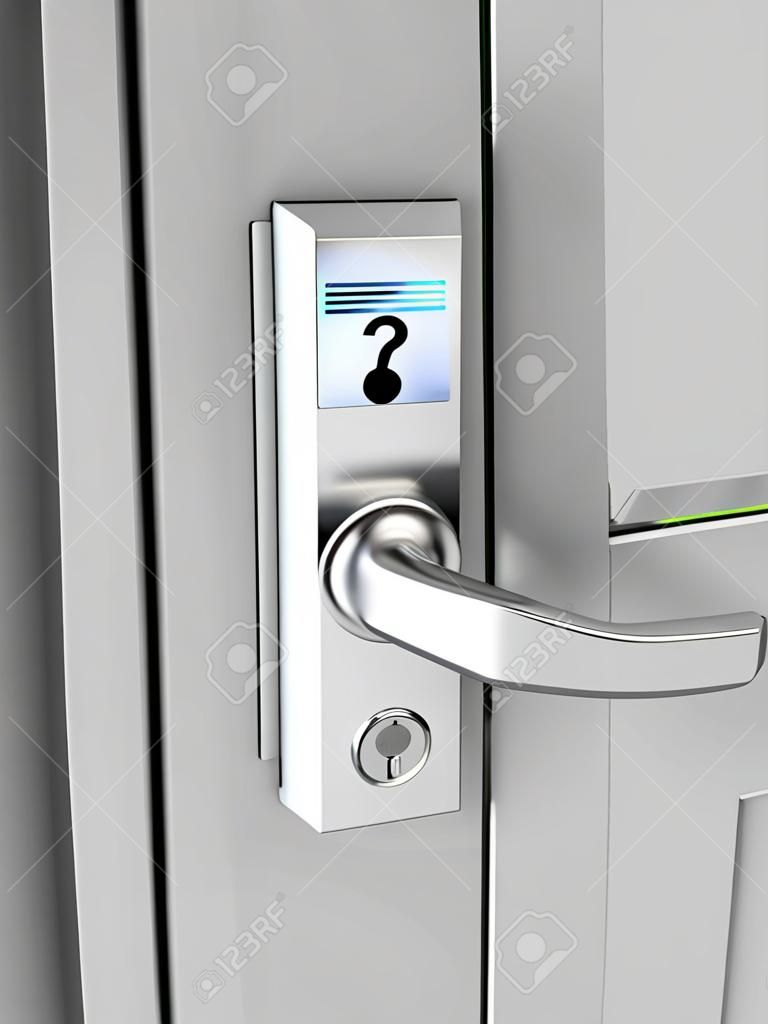 Fechadura eletrônica na porta com cartão-chave