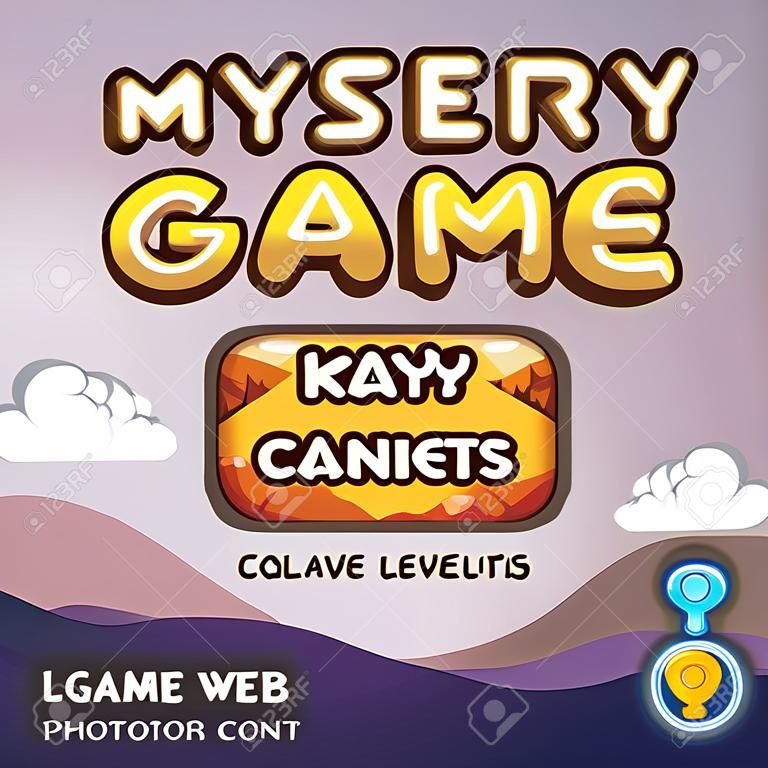 Hoofdmenu game interface kit. Creatieve ui templates voor web mobiele en computer video games. Mystery canyon niveau concept