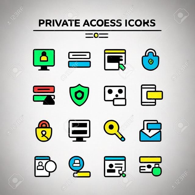 Private access icons. Password. Vector line icons set. Premium quality. Simple thin line design. Modern outline symbols collection, pictograms.
