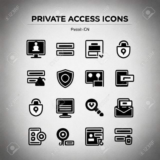 Ikony dostępu prywatnego. hasło. zestaw ikon linii wektorowych. najwyższej jakości. prosta cienka linia. nowoczesna kolekcja symboli konspektu, piktogramy.