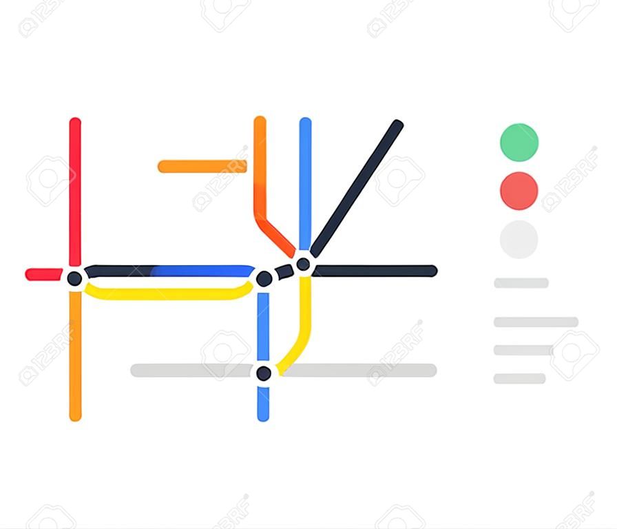 Carte du métro. itinéraire souterrain, plan de métro, plan de métro. illustration vectorielle