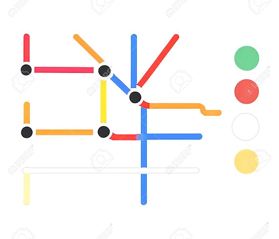 地下鉄路線図。地下鉄路線、地下鉄計画、地下鉄路線図。ベクターイラスト