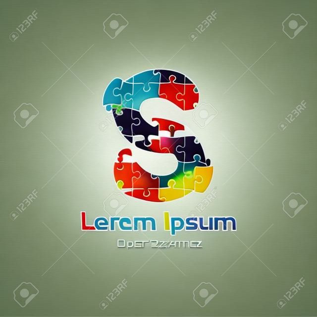 Abstract S betű puzzle logo tervezés vektor. Puzzle logó sablon.