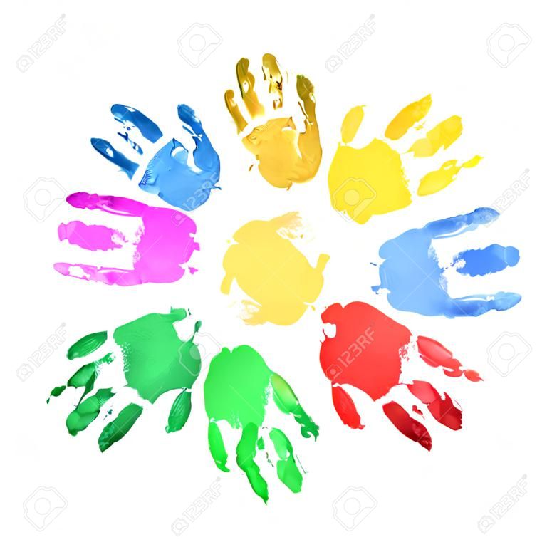 Impostato. Impronte di mani. Multicolore. Un sacco di Per il tuo design