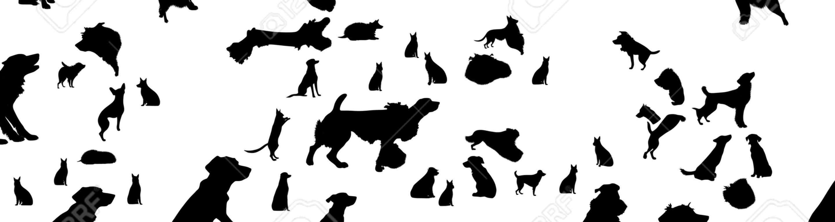 Vector silhouette di un cane su uno sfondo bianco.