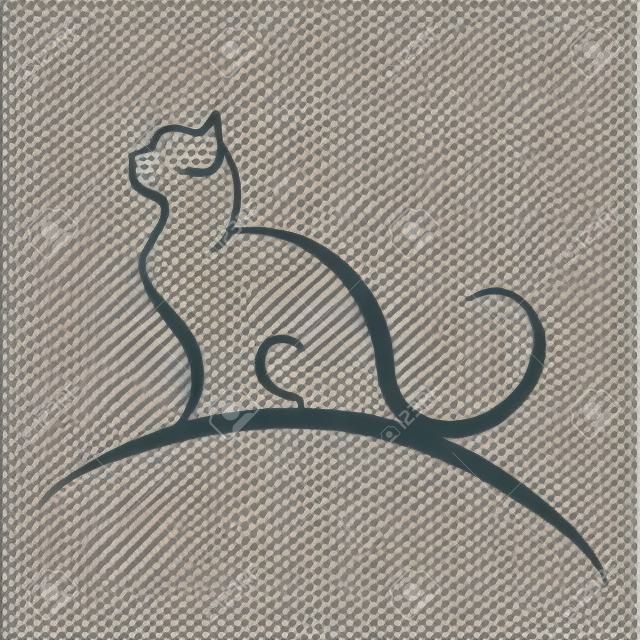Illustrazione vettoriale di logo gatto su uno sfondo bianco.