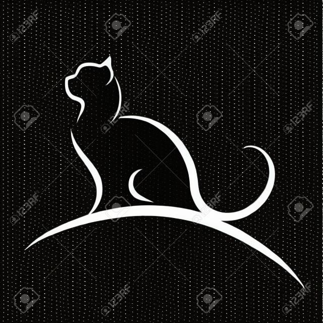 白地に黒猫のロゴのベクター イラストです。