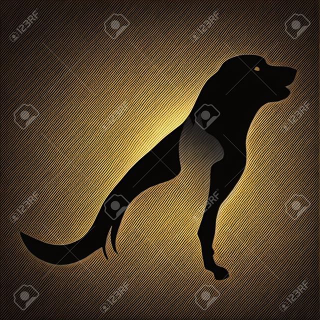 A Vector silhouette of dog and cat logo on white background.