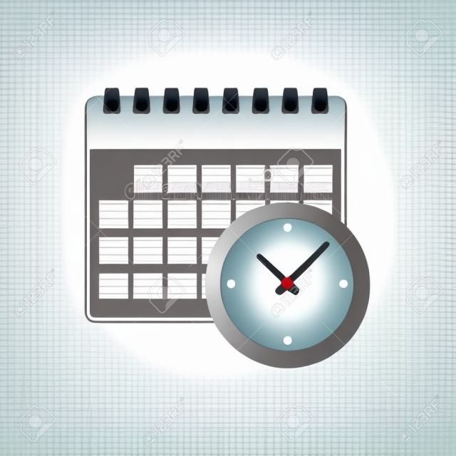 calendar and clock icon. Schedule, appointment, on white background, Vector Illustration