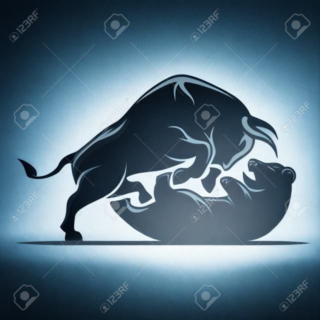 Rynek akcji niedźwiedzia i byka