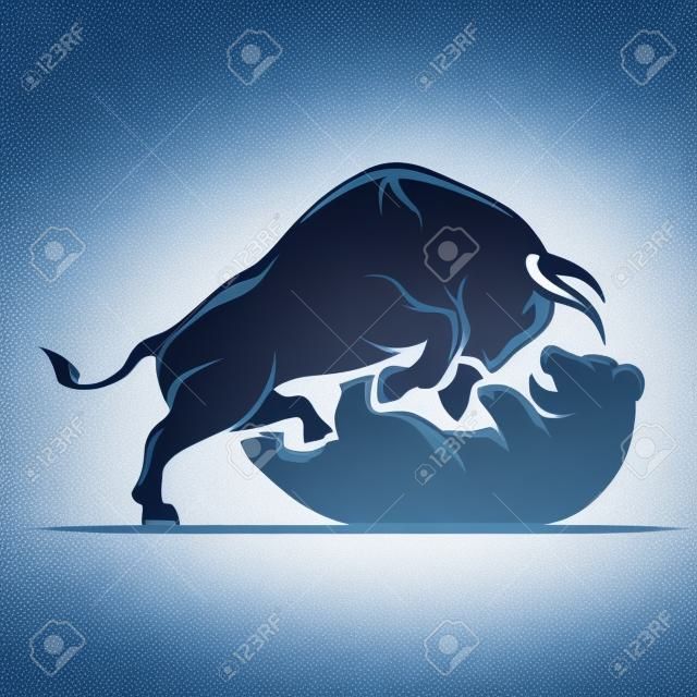 Rynek akcji niedźwiedzia i byka