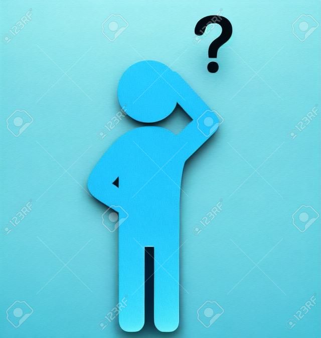 Man with question mark flat icon pictogram isolated on white background