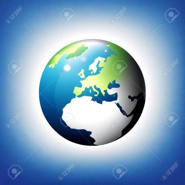 Icône de la Terre. Globe vectoriel avec une carte du monde dégradé isoler sur fond blanc.