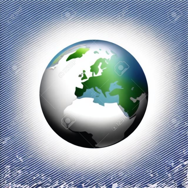 Icône de la Terre. Globe vectoriel avec une carte du monde dégradé isoler sur fond blanc.