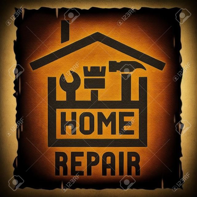 The box with the tools and symbol of the house. The emblem of home repair.